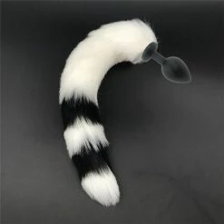 Kinky Cloth Cosplay Triple Striped Black & White Tail Plug