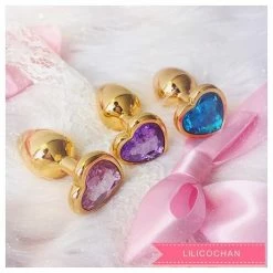 Kinky Cloth Anal Toys Gold Heart Jeweled Plug