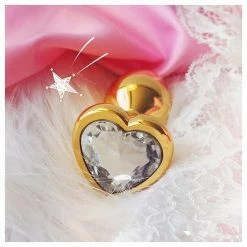 Kinky Cloth Anal Toys Gold Heart Jeweled Plug