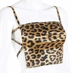 Kinky Cloth Strappy Backless Leopard Print Crop Top