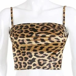 Kinky Cloth Strappy Backless Leopard Print Crop Top