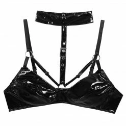 Kinky Cloth Strappy Wet Look Underwear Set Lingerie & Panties
