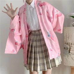 Kinky Cloth Strawberry Bunny Kimono Robes
