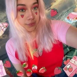 Kinky Cloth Top & Tees Strawberry Embroidered Crop Shirt