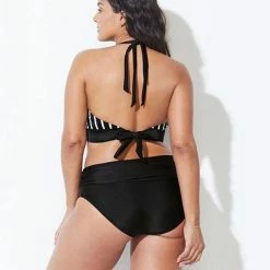 Kinky Cloth Striped Plus Size Two Piece Swimsuit