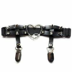 Kinky Cloth Studded Heart White Garters DDLG - Daddy / Little