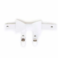 Kinky Cloth Studded Heart White Garters DDLG - Daddy / Little