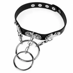 Kinky Cloth Studded Punk Double Ring Choker Goth