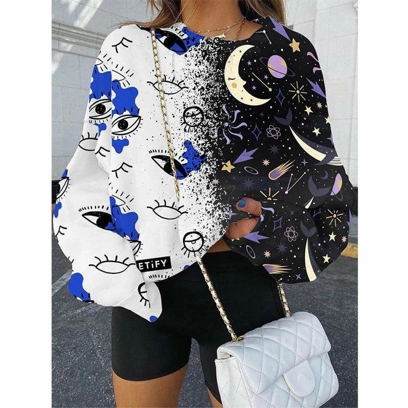 Kinky Cloth Top & Tees Sun Moon Galaxy Sweatshirt 1 Kinky Cloth Top & Tees Sun Moon Galaxy Sweatshirt
