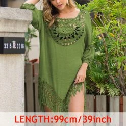 Kinky Cloth Tassel Cover Up Tunic Beach Dress