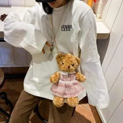 Kinky Cloth Pet Play Teddy Bear Toy Plush Chain Bag