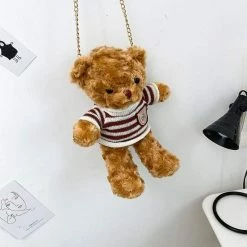Kinky Cloth Pet Play Teddy Bear Toy Plush Chain Bag