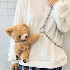Kinky Cloth Pet Play Teddy Bear Toy Plush Chain Bag