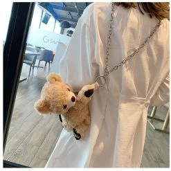 Kinky Cloth Pet Play Teddy Bear Toy Plush Chain Bag