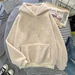 Kinky Cloth Thick Cashmere Hoodie Sweatshirt Top & Tees