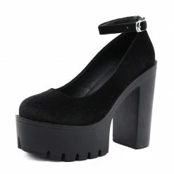 Kinky Cloth Thick High Heels Suede Pumps Footwear