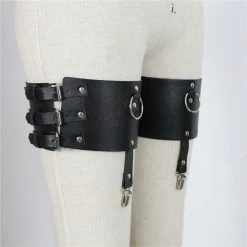 Kinky Cloth Thigh High Garter Buckle Harness
