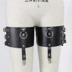 Kinky Cloth Thigh High Garter Buckle Harness