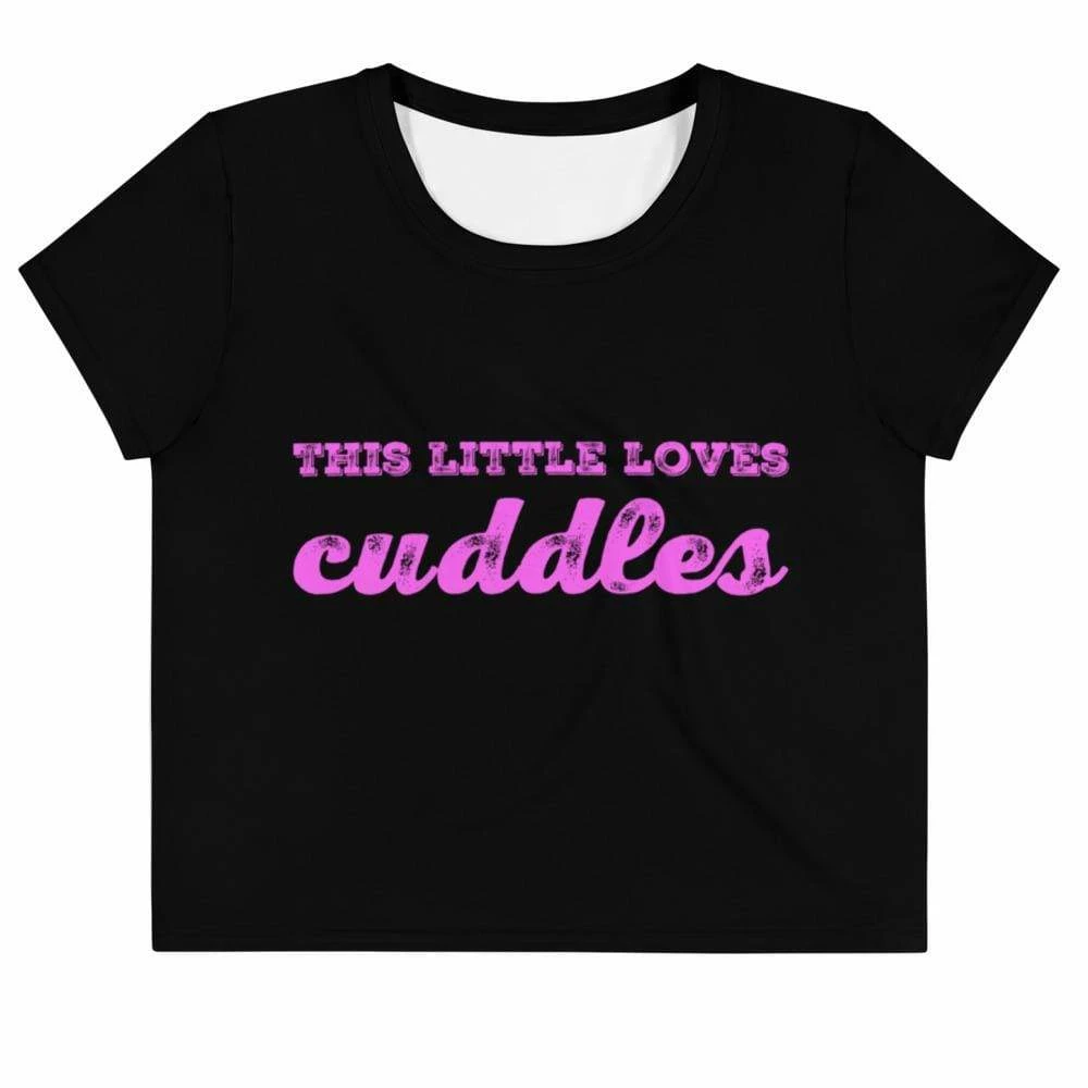 Kinky Cloth This Little Loves Cuddles Crop Top Tee 1 Kinky Cloth This Little Loves Cuddles Crop Top Tee