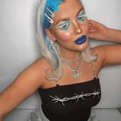 Kinky Cloth Thorns Print Chain Strap Crop Top Goth