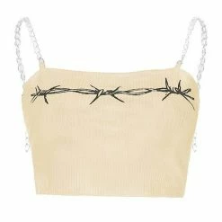 Kinky Cloth Thorns Print Chain Strap Crop Top Goth