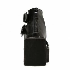 Kinky Cloth Three Buckle Strap Platform Sandals Goth