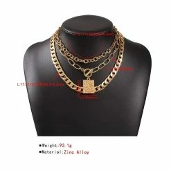 Kinky Cloth Three Layer Gold Link Punk Necklace