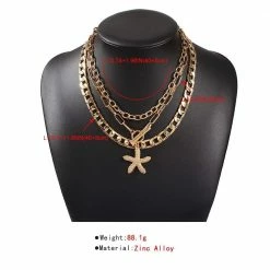 Kinky Cloth Three Layer Gold Link Starfish Necklace