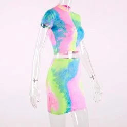 Kinky Cloth Tie Die Crop Top & Shorts Set Raves & Festivals