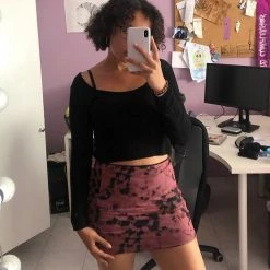 Kinky Cloth Tie Dye Double Layer Mesh Skirt Goth