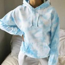 Kinky Cloth Top & Tees Tie Dye Loose Hoodies With Pockets