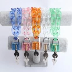 Kinky Cloth Transparent Chain Lock Pendant Choker Collars & Chokers