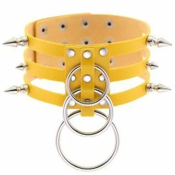 Kinky Cloth Triple O-Ring Spike Cage Choker Goth