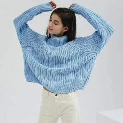 Kinky Cloth Top & Tees Turtleneck Chunky Oversized Sweater