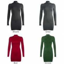 Kinky Cloth Turtleneck Skinny Mini Dress