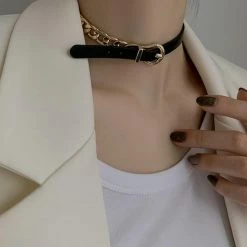 Kinky Cloth Two Way Gold Black Choker
