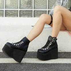 Kinky Cloth Ultra-High Heel Ankle Boots