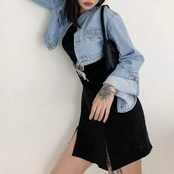 Kinky Cloth Ultra Short Blue Denim Jacket Jackets & Outerwear