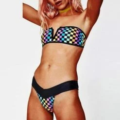 Kinky Cloth Raves & Festivals Unicorn Racer Checker Bikini