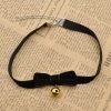 Kinky Cloth Velvet Bow Gold Bell Choker Kawaii