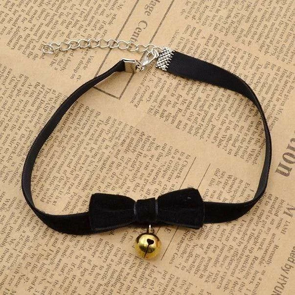 Kinky Cloth Velvet Bow Gold Bell Choker Kawaii 1 Kinky Cloth Velvet Bow Gold Bell Choker Kawaii