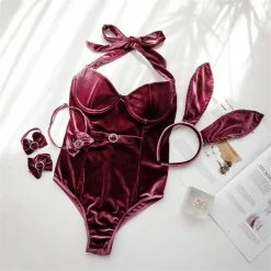 Kinky Cloth Velvet Bunny Onesie Set