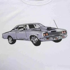 Kinky Cloth Vintage Car Print White Loose T-shirt