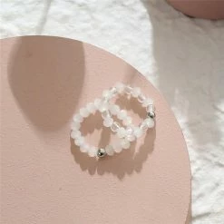 Kinky Cloth Jewelry Vintage Resin Beads Ring Set