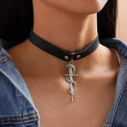 Kinky Cloth Vintage Snake Dagger Pendant Choker