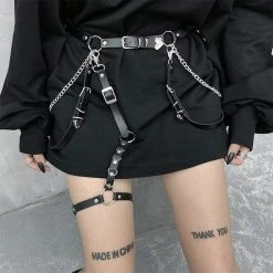 Kinky Cloth Waist Harness Belt & Leg Garter Ring BDSM