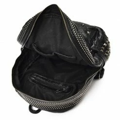 Kinky Cloth Washed Leather Rivet Backpack