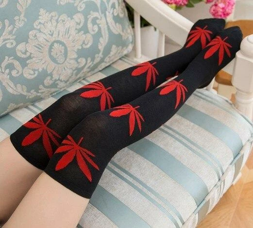 Kinky Cloth Weed Thigh High Socks Stoner 11 Kinky Cloth Weed Thigh High Socks Stoner