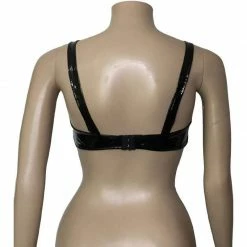 Kinky Cloth Wet Look Leather Open Cup Bra