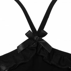 Kinky Cloth Leather Open Breast Cup Thong Bodysuit